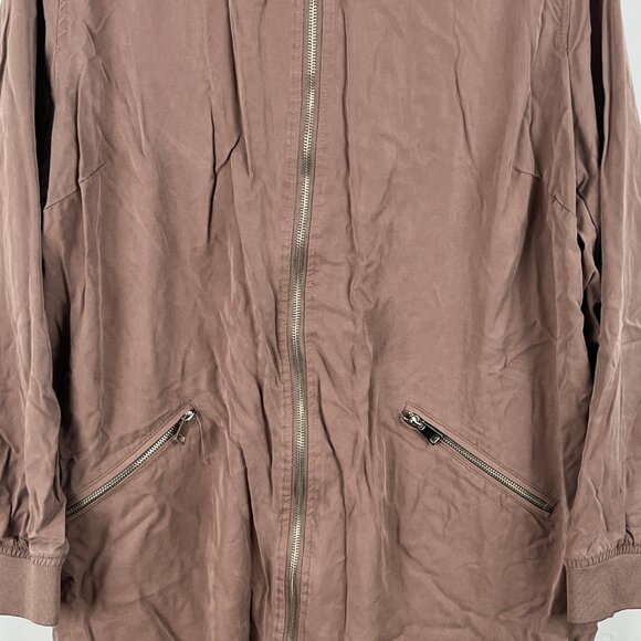 DEX Windbreaker Jacket Size 2X Pink Long Sleeve Full Zip Band Collar Pockets - Picture 3 of 9